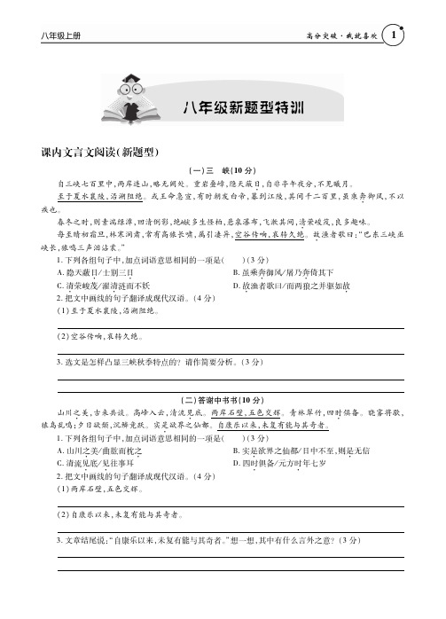 八年级语文高分突破新题型特训集(语文补充材料)