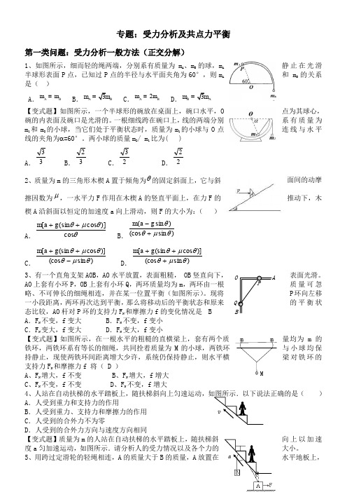 高三提高班受力分析和共点力平衡专题