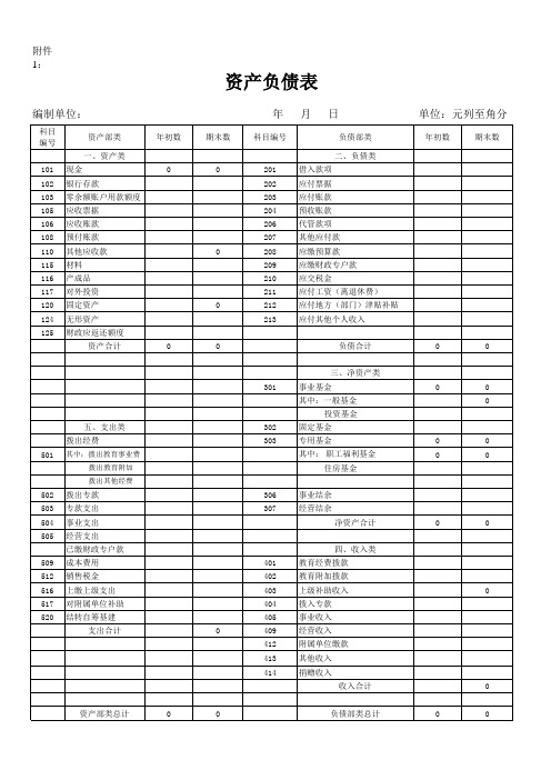 民办学校财务报表