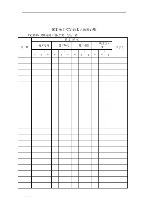 施工扬尘控制洒水记录表台账