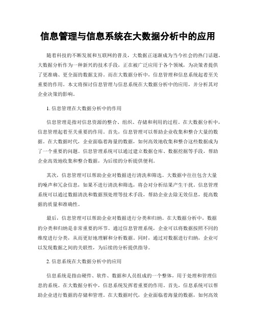 信息管理与信息系统在大数据分析中的应用