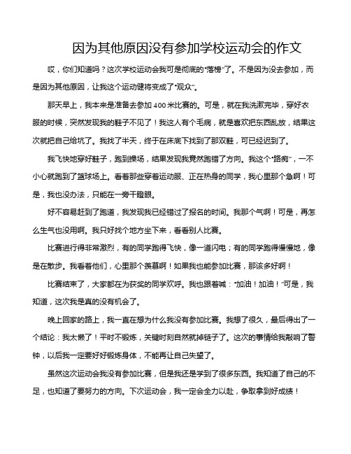 因为其他原因没有参加学校运动会的作文