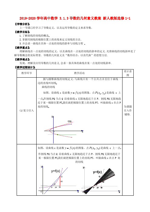 2019-2020学年高中数学 3.1.3导数的几何意义教案 新人教版选修1-1.doc