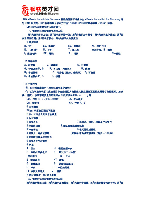 德国钢铁产品牌号表示方法