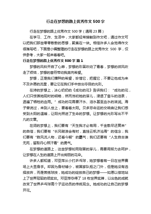 行走在梦想的路上优秀作文500字