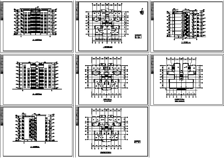 一楼梯四户六层塔式复式住宅两两对称户型建筑施工图