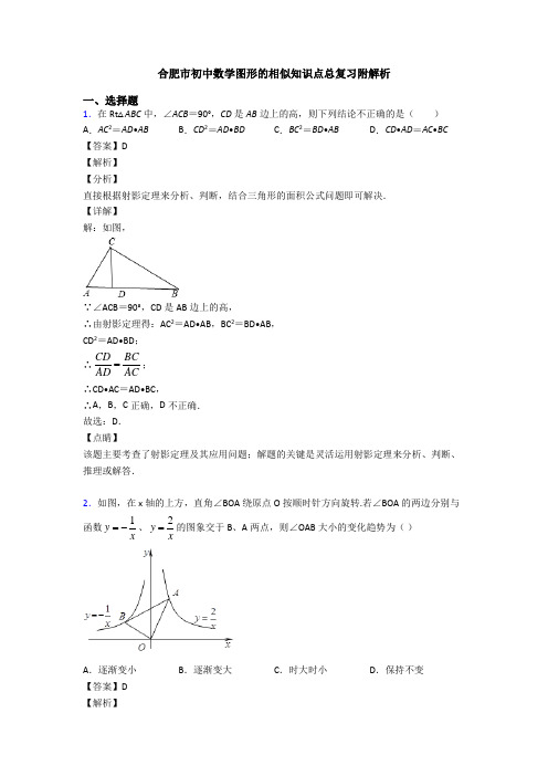 合肥市初中数学图形的相似知识点总复习附解析