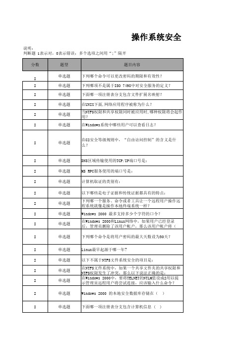 模拟题-操作系统安全--