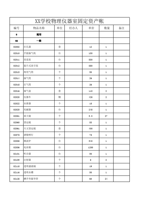 物理实验室固定资产账