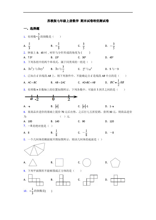 苏教版七年级上册数学 期末试卷培优测试卷