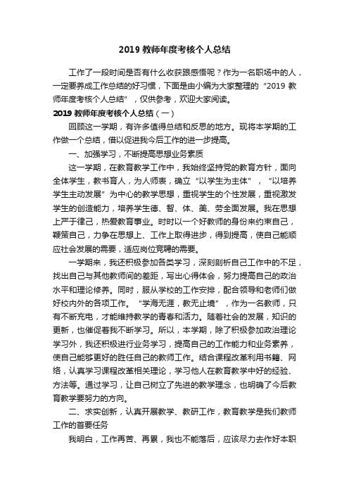 2019教师年度考核个人总结