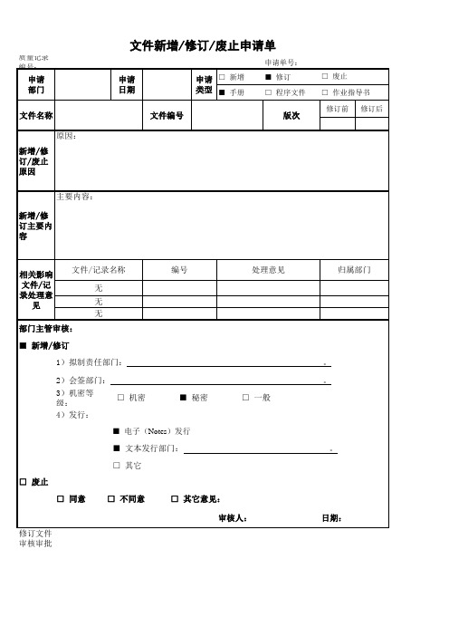 文件新增、修订、废止申请单1