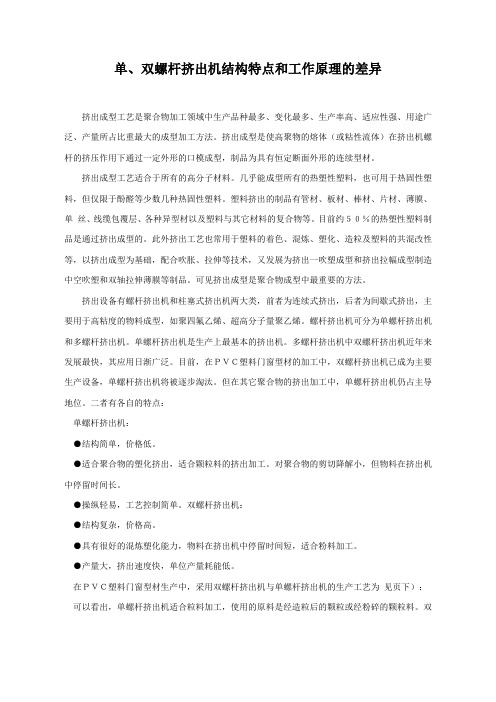 单、双螺杆挤出机结构特点和工作原理的差异