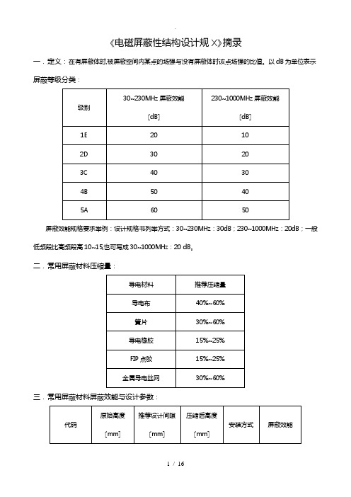 电磁屏蔽性结构设计规范标准