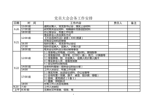 党员大会会务工作安排