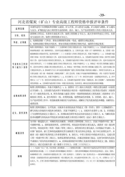 河北省煤炭(矿山)专业高级工程师资格申报评 - 唐