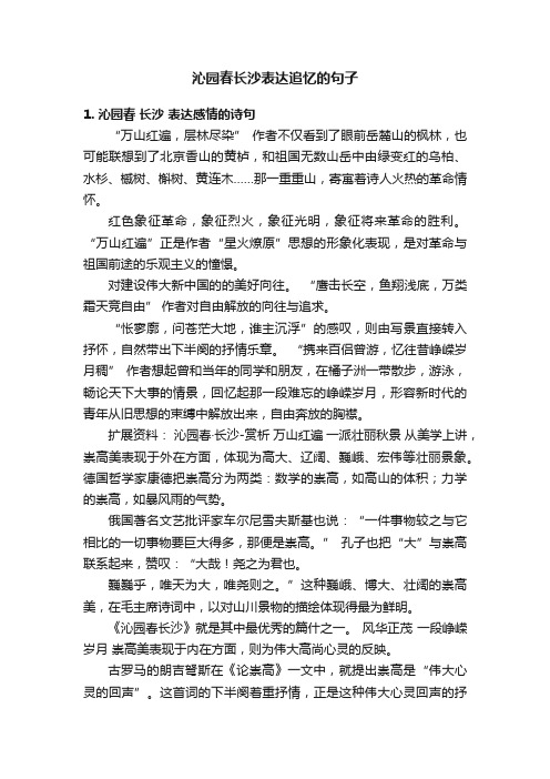 沁园春长沙表达追忆的句子