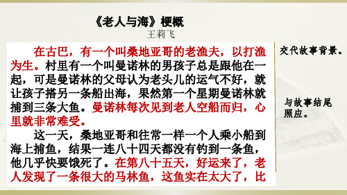 2020部编版六年级语文下册范文2：《老人与海》梗概 市优公开课课件