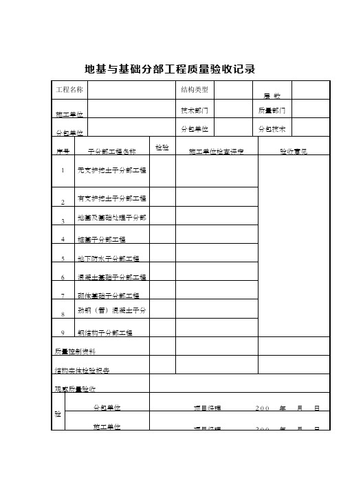 地基与基础分部工程质量验收记录