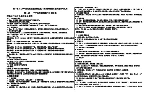 《中外历史纲要(上)》全册重要知识点期末复习提纲