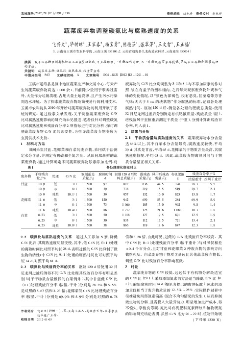 蔬菜废弃物调整碳氮比与腐熟速度的关系