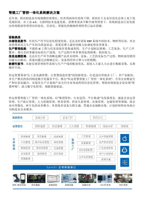 智能工厂管控一体化系统解决方案