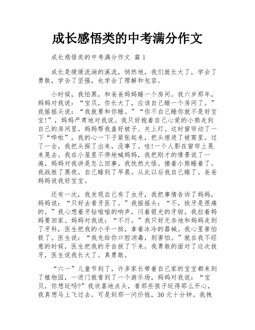 成长感悟类的中考满分作文