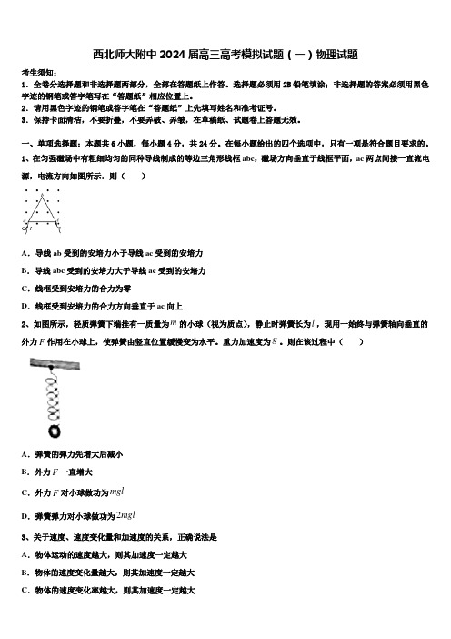 西北师大附中2024届高三高考模拟试题(一)物理试题