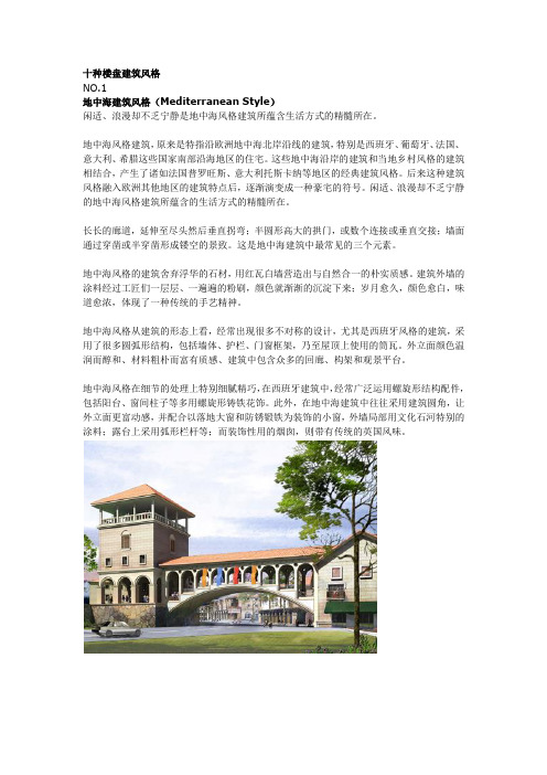 十种楼盘建筑风格