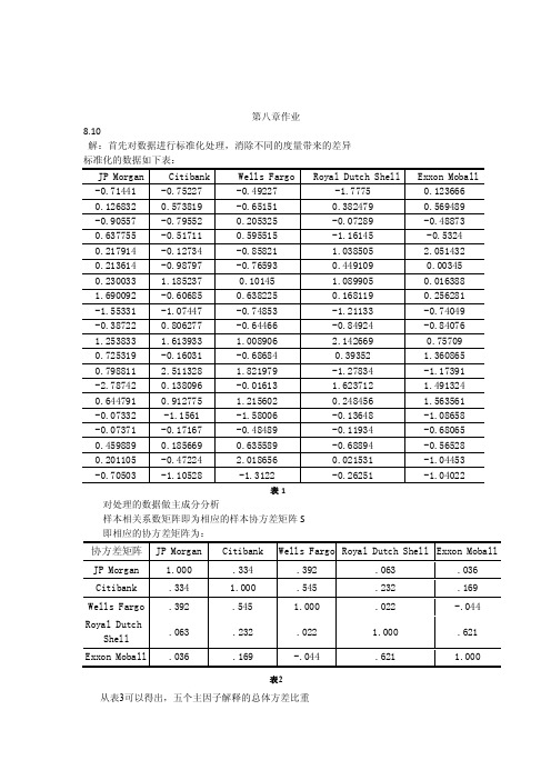 （约翰逊版）实用多元统计分析第八章课后答案