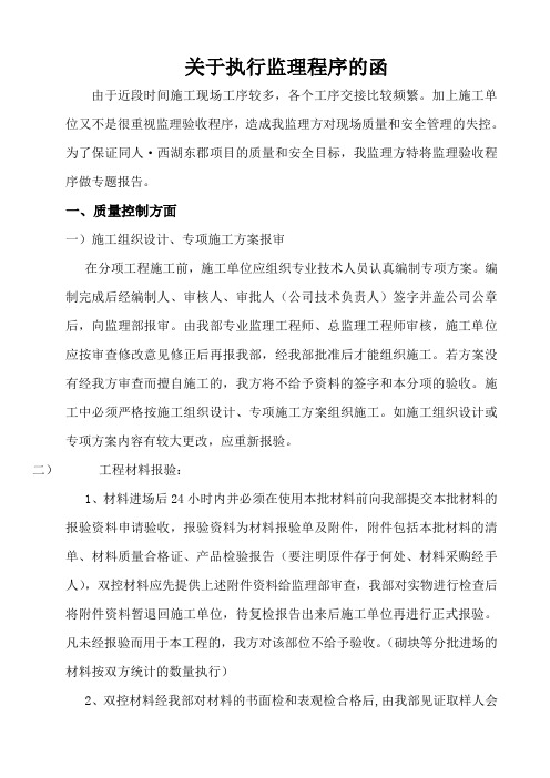 关于执行监理程序的专题报告