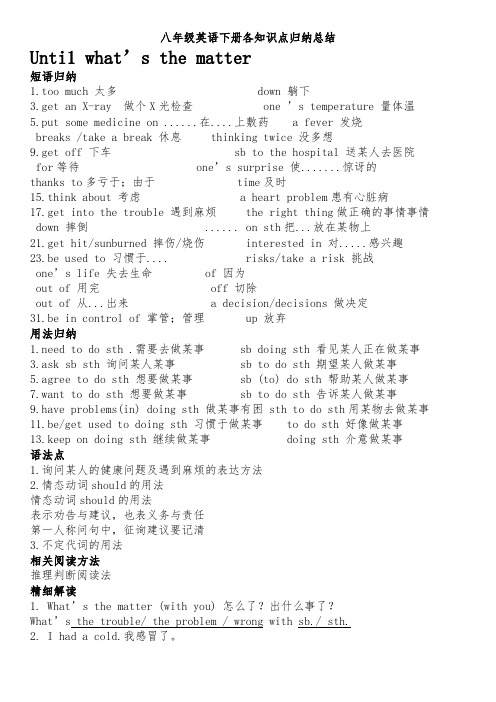 八年级英语下册各知识点归纳总结