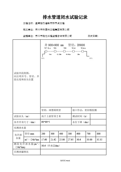 闭水试验表