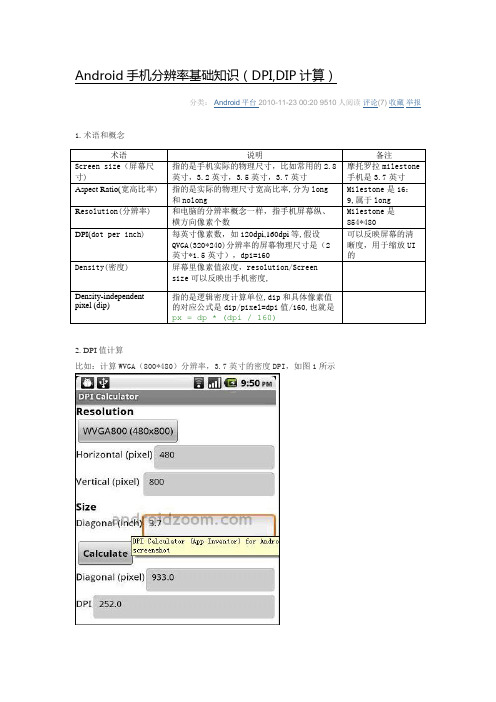 Android手机分辨率基础知识(DPI,DIP计算)