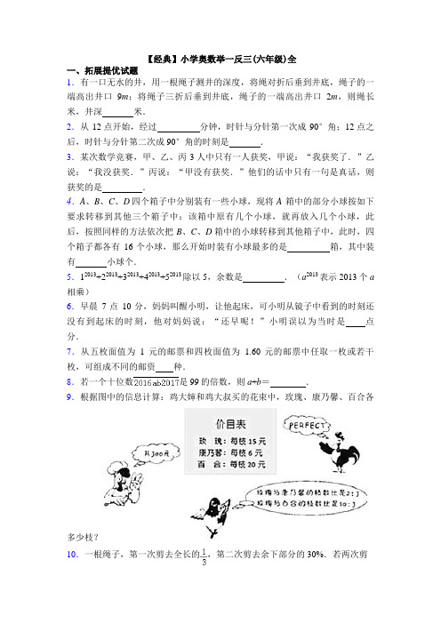 【经典】小学奥数举一反三(六年级)全