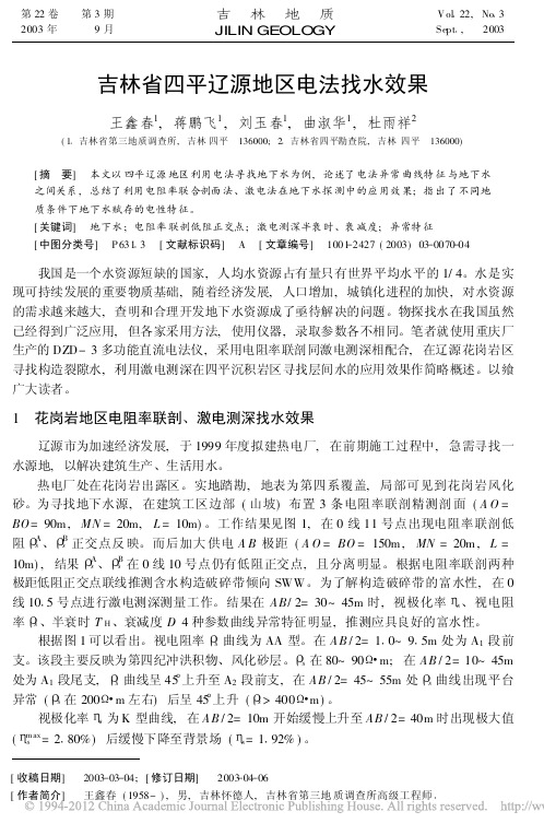 吉林省四平辽源地区电法找水效果