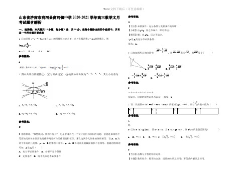 山东省济南市商河县商河镇中学2021年高三数学文月考试题含解析