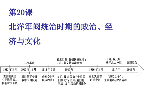 中外历史纲要(上)第20课  北洋军阀统治时期的政治、经济与文化