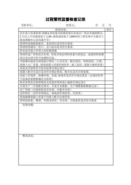 过程管控监督检查记录