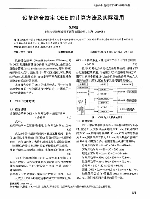 设备综合效率OEE的计算方法及实际运用