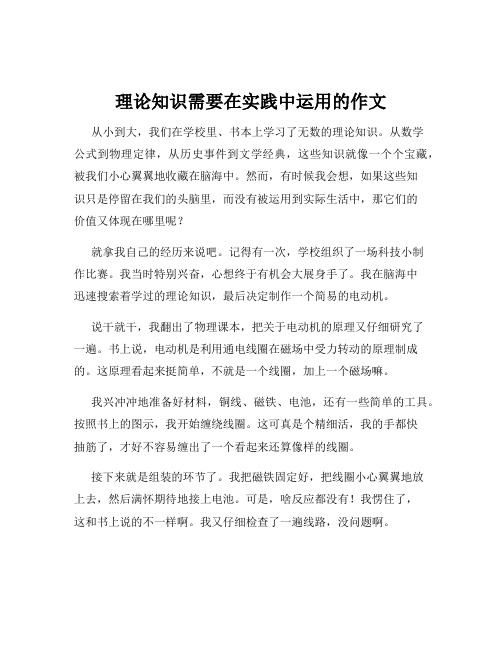 理论知识需要在实践中运用的作文