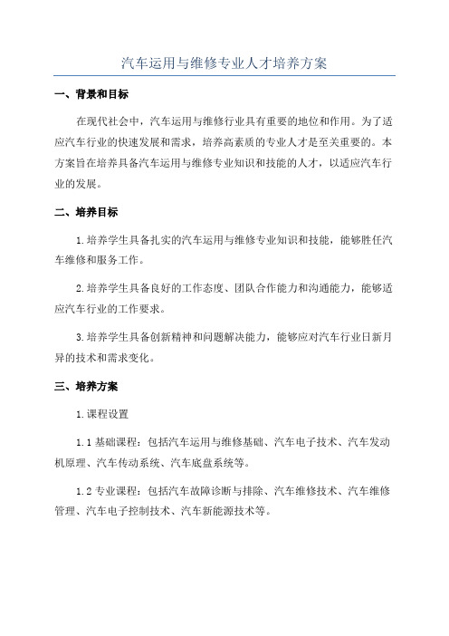 汽车运用与维修专业人才培养方案