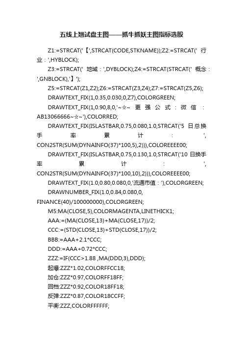 五线上翘试盘主图——抓牛抓妖主图指标选股