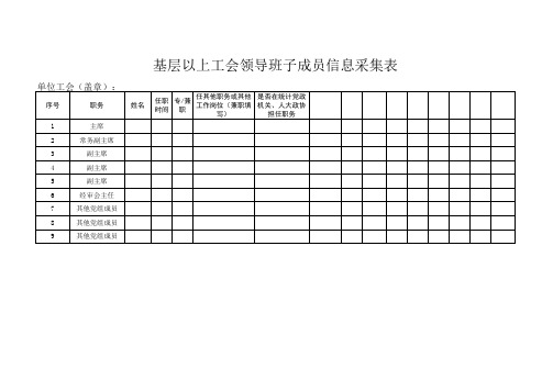 基层以上工会领导班子及干部信息采集表