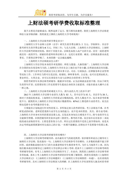 上财法硕考研学费收取标准整理