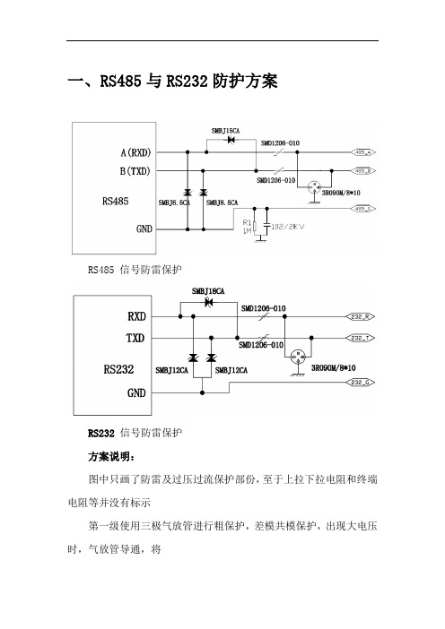 RS485,RS232,以太网接口防雷防静电方案