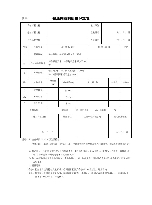 铅丝网评定表