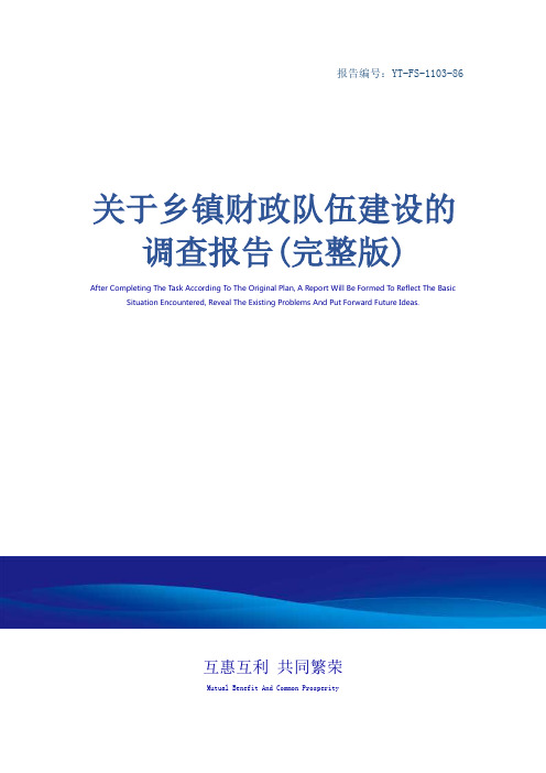 关于乡镇财政队伍建设的调查报告(完整版)