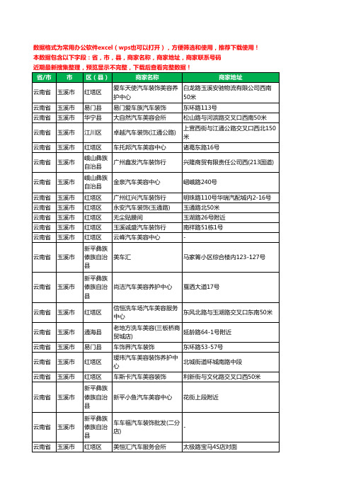 2020新版云南省玉溪市汽车装潢工商企业公司商家名录名单联系电话号码地址大全272家