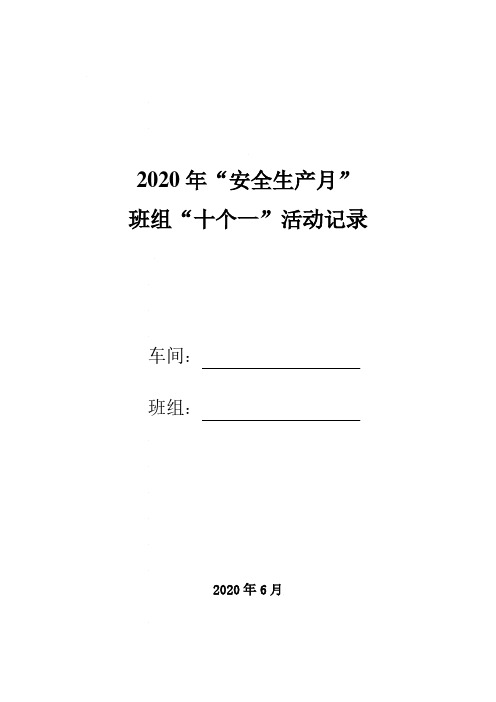 2020年安全生产月班组十个一活动 记录